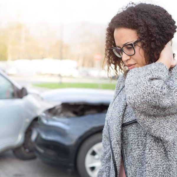 anxious woman after crash